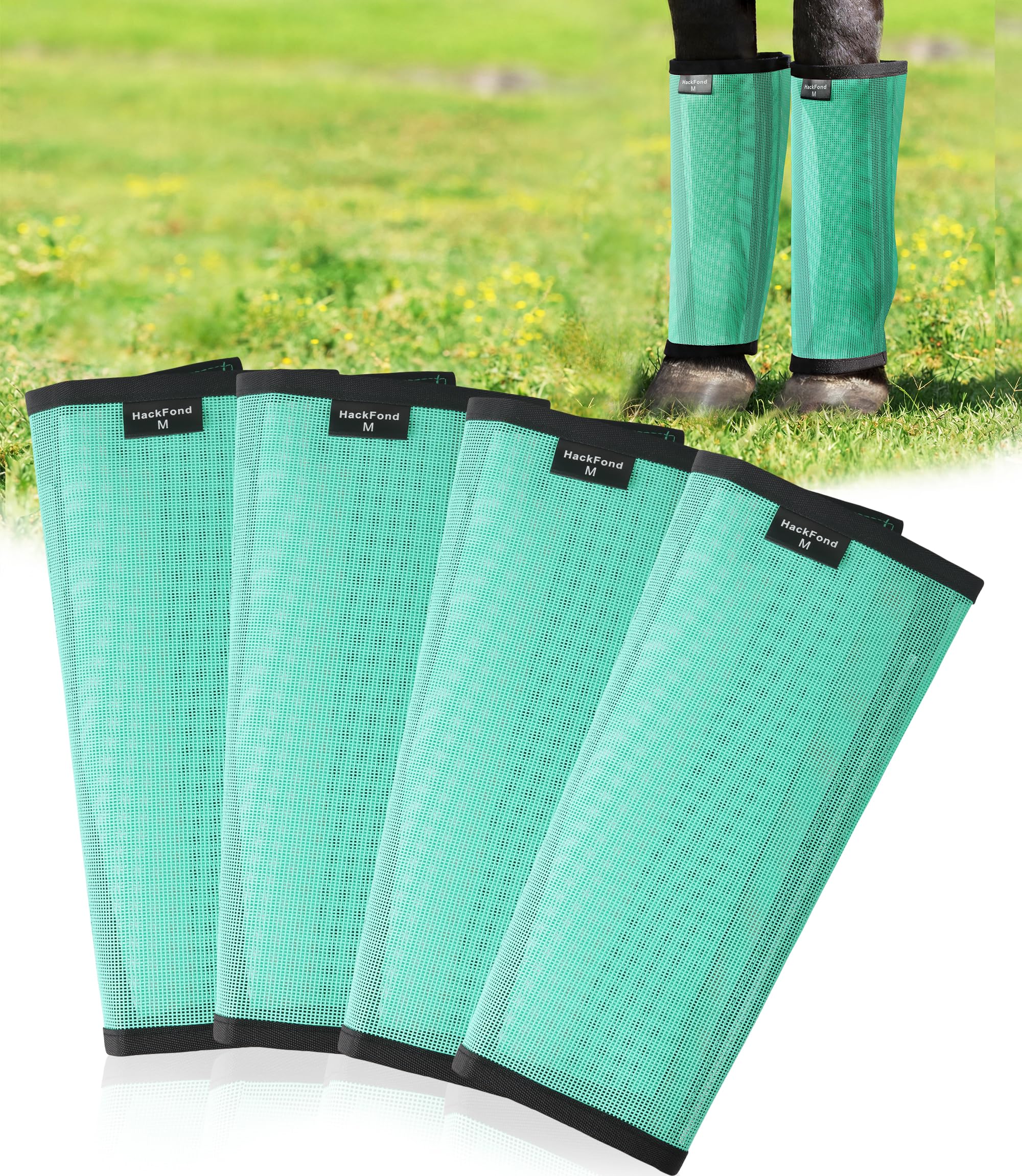 Guêtres de cheval en maille respirante pour pâturage et équitation - Lot de 4 protections