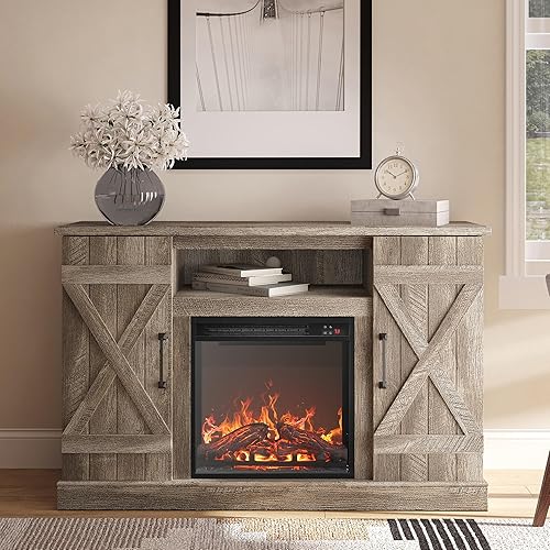 Miniatura 46 de BELLEZE - Soporte de madera rústico para TV de hasta 50", color roble Sargent Gris desteñido,Blanco,Pino Ashland,Gris,claro,Roble