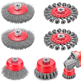 6PCS Twist Knot Wire Brush, Wire Wheel Cup Brush Set for 4-1/2" Angle Grinder, Angle Grinder Brushes with 5/8" Threaded Arbor for Heavy Cleaning Rust, Stripping, Abrasive - 3" Cup & 4" Wheel