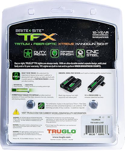 Miniatura 22 de TRUGLO TFX - Mira para pistola Tritio duradero resistente a los golpes, compacto y brillante y fibra óptica Xtreme vista diurna/nocturna