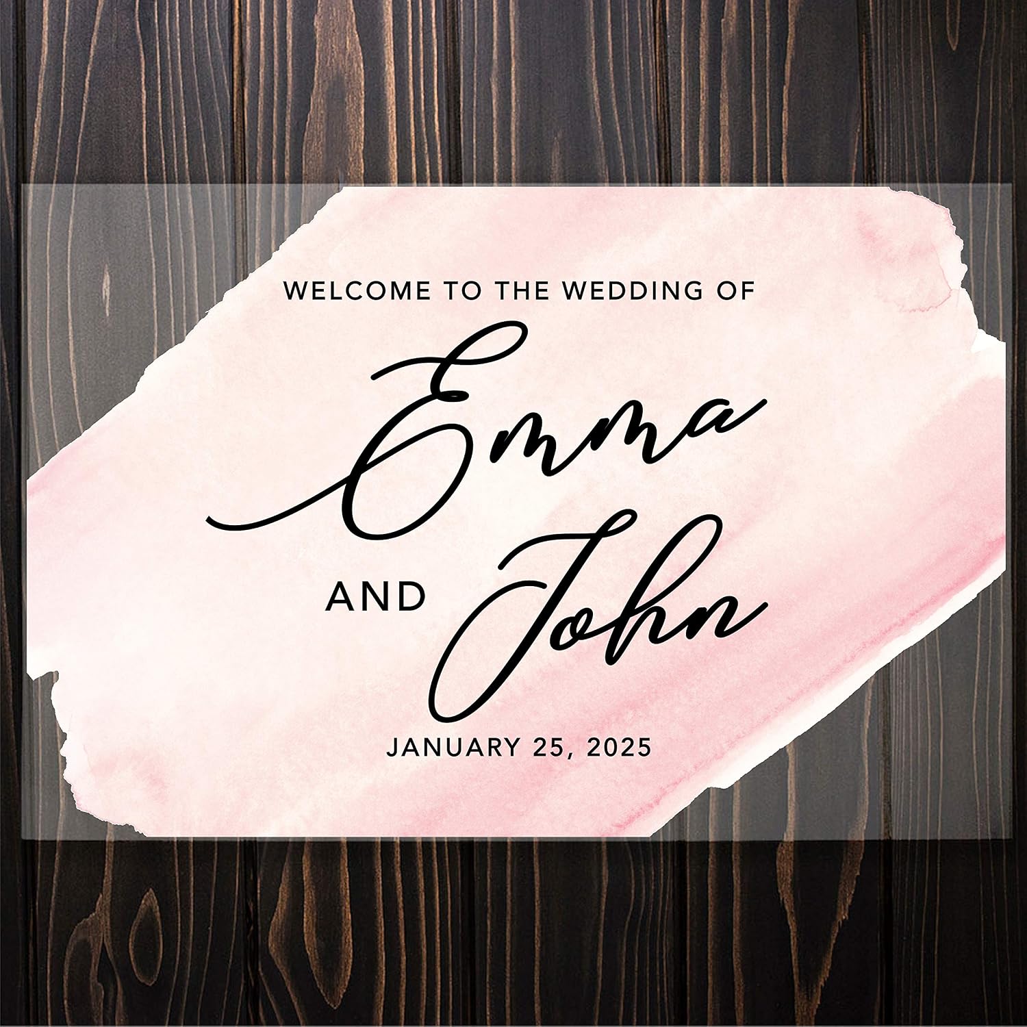 Andaz Press Custom Large Wedding Acrylic Sign, 16 x 24 Inches, Welcome Watercolor, Personalized Sign Our Canvas, Welcome Sign For Watercolor Theme