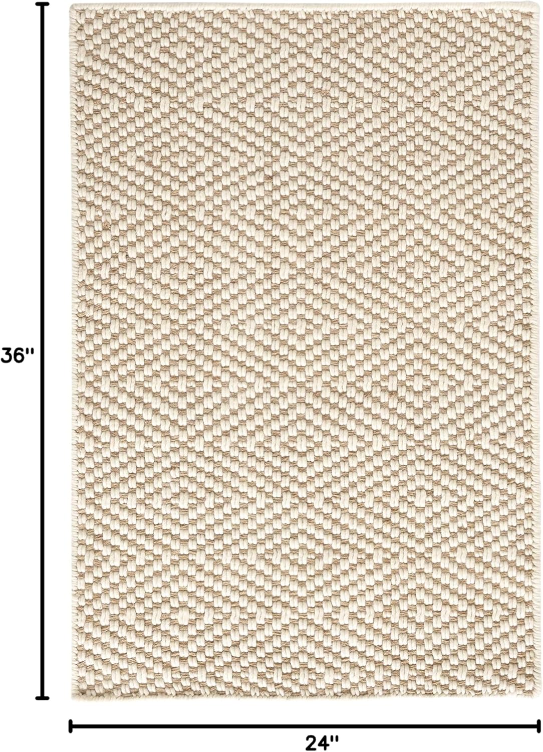 Dash and Albert Cocchi Handwoven Wool Rug, 2 X 3 Feet, Neutral Geometric Pattern - Premium Luxury Hotel Quality Soft Breathable Hypoallergenic Machine Washable Easy Care All Season Comfortable