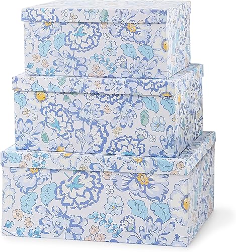 Miniatura 11 de Soul & Lane Cajas de almacenamiento decorativas de cartón con tapas Jardín encantado - Juego de 3 Cajas anidadas de cartón papel resistente