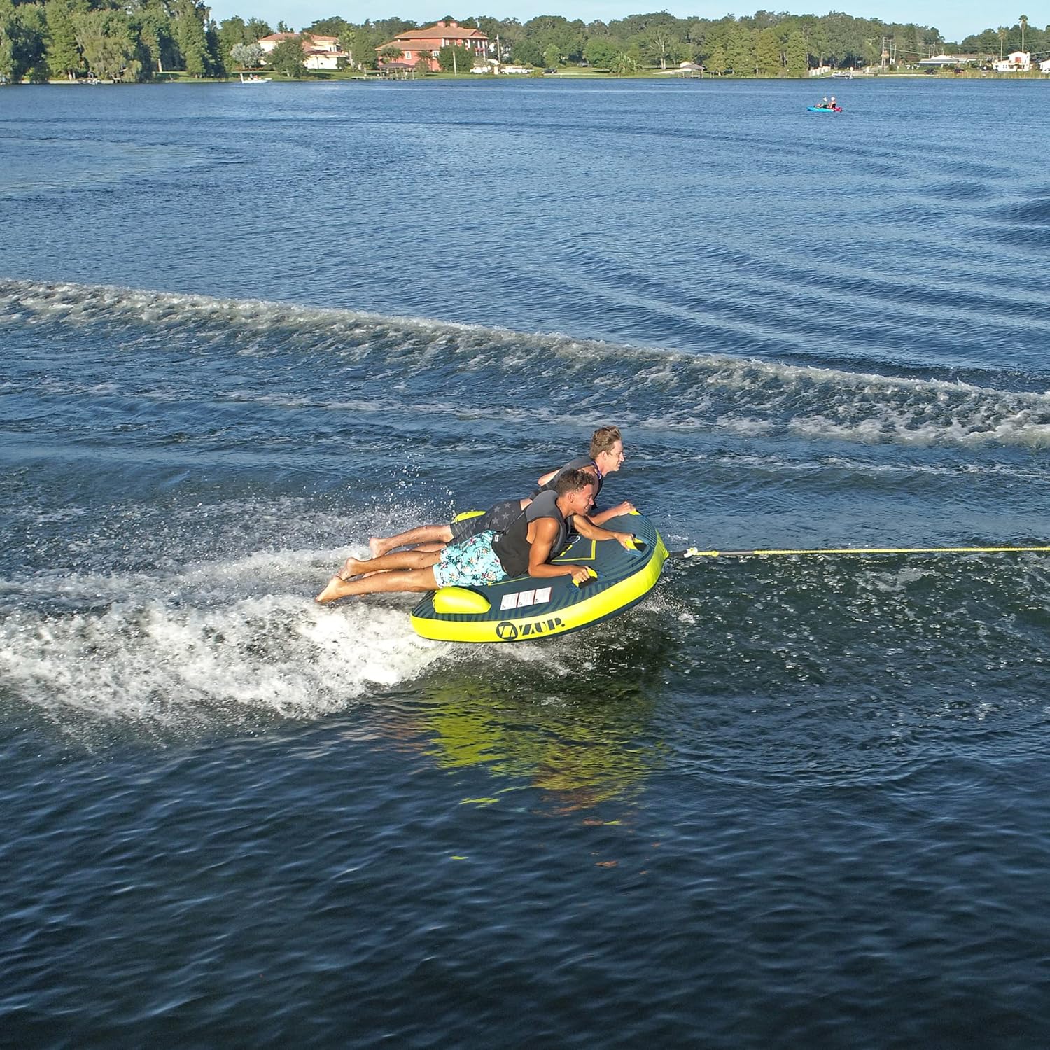 ZUP Zone Buster Towable Heavy Duty Deck Tube for Boating with Stabilizer Fins, Quick-Connect Tow Hook & Full Nylon Cover
