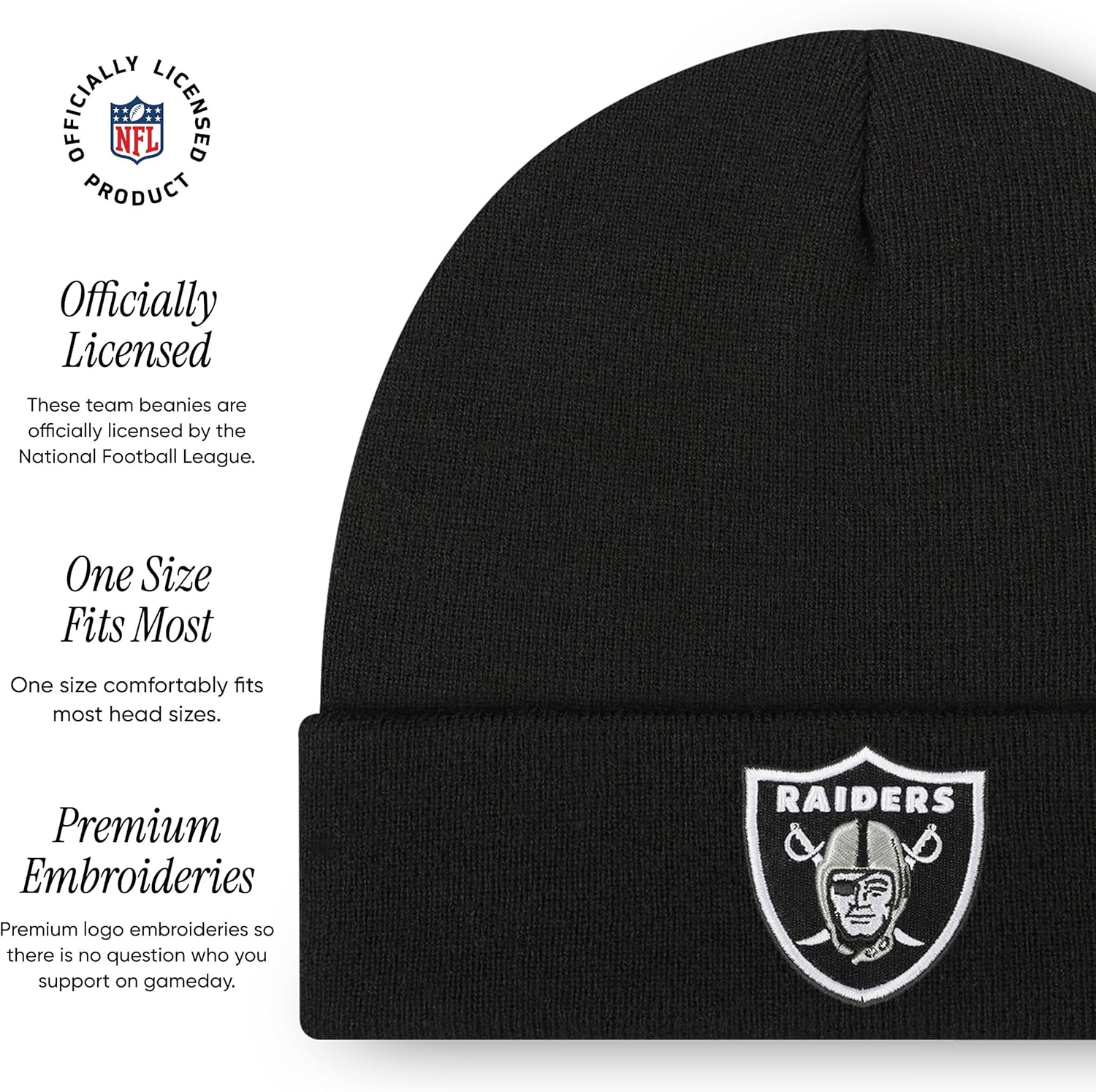 FOCO NFL Mens NFL Team Logo Basic Beanie Hat - Image 4