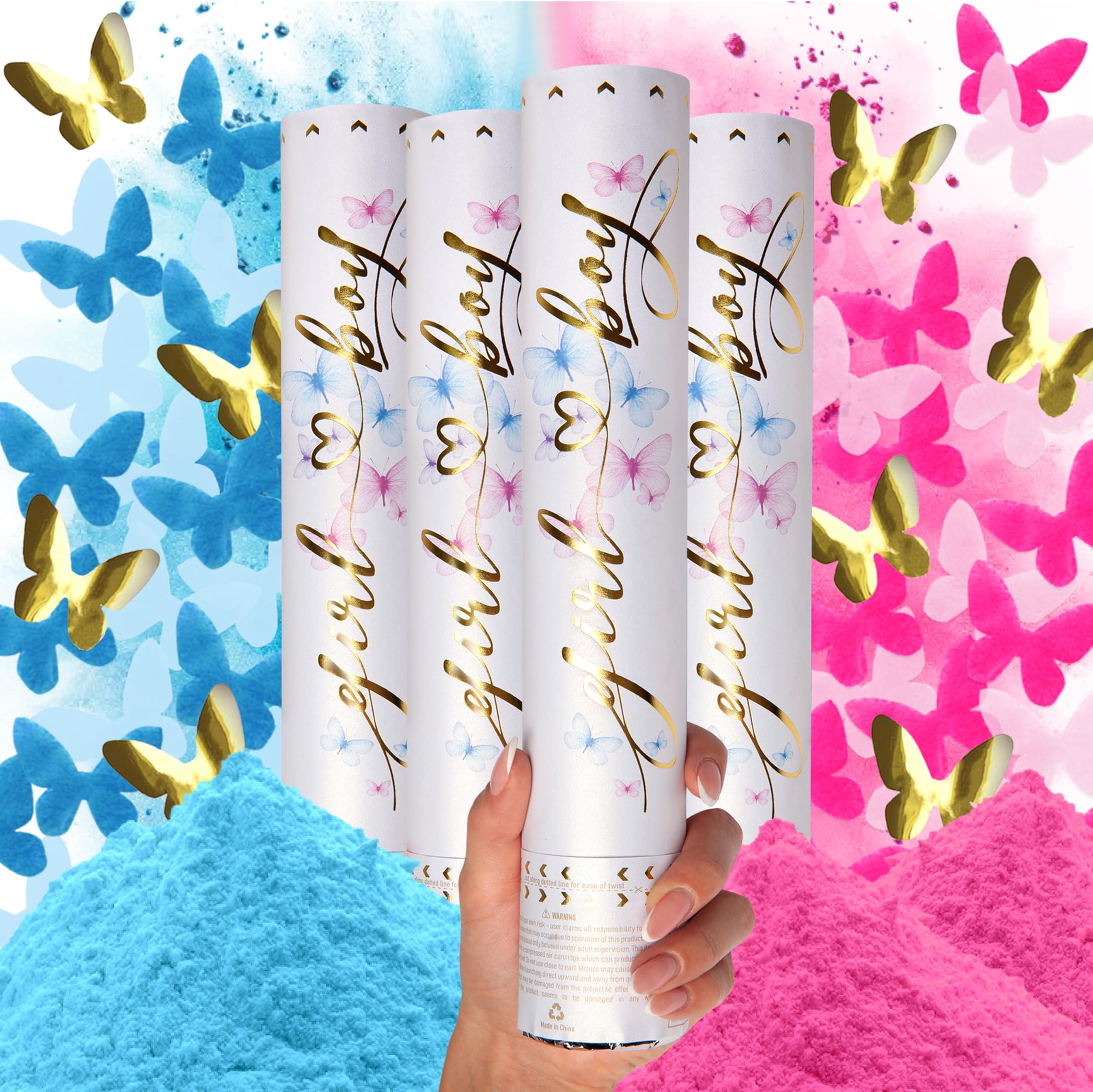 Butterfly/Powder Confetti Cannons - 4 Pack