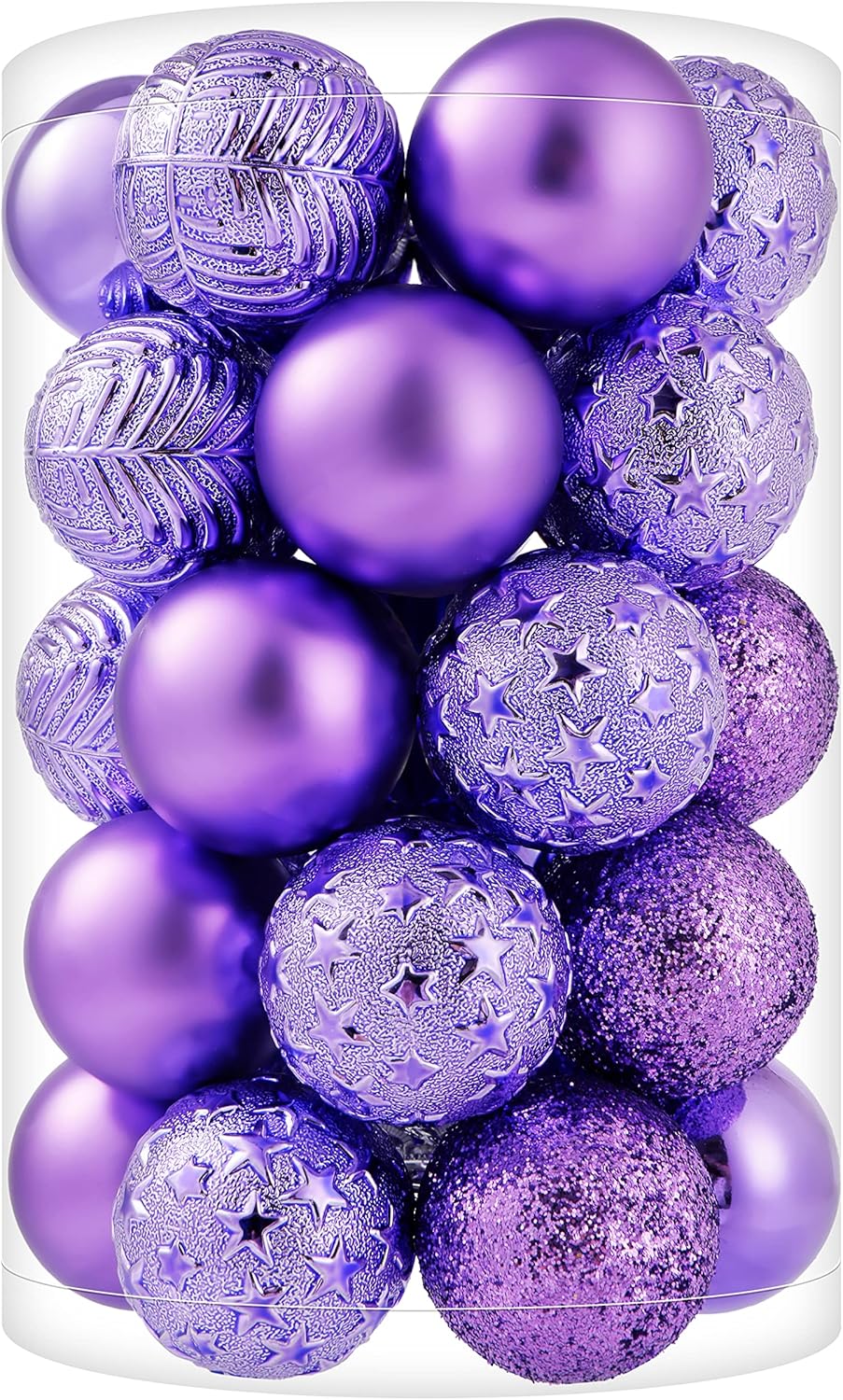 34ct Light Purple Mini Christmas Ball Ornaments Shatterproof Plastic