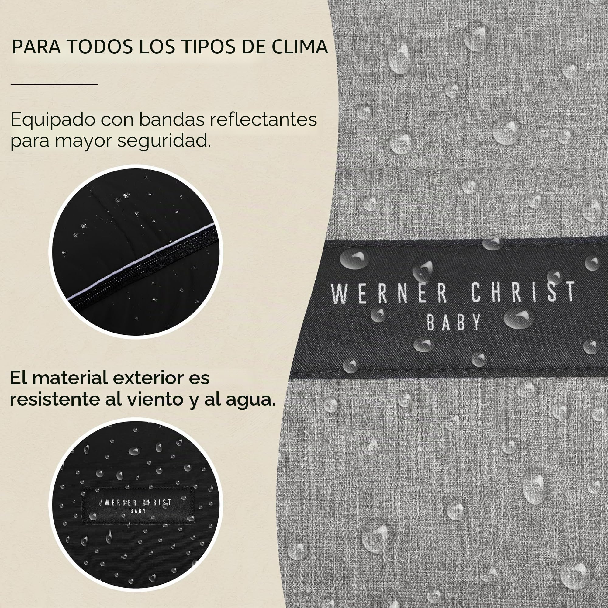 Saco para silla de paseo bebé CORTINA de WERNER CHRIST BABY – Saco de dormir universal carrito con manta extraíble para Buggy (2-en-1) - en negro