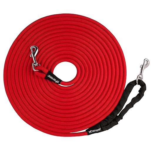 Tuff Pupper Heavy Duty 30 Foot Long Rope Leash for Dogs | Dog Recall Training Leash | High Visibility Strong Climbing Rope Leash | Hand or Waist Worn | Stainless Steel 360° Clips for Tangle Free Use