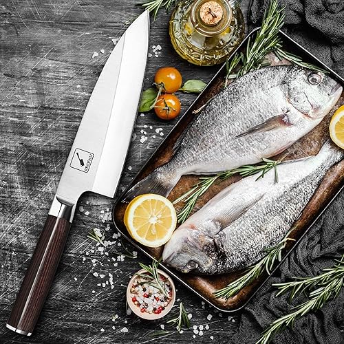 Miniatura 7 de imarku Cuchillo Deba de 7 pulgadas, cuchillo de sushi ultra afilado, cuchillo de cocina japonés definitivo con bisel único de acero inoxidable,