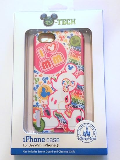 Amazon Com Disney D Tech World Wdw Parks Authentic Mickey Mouse 2 Pc Hybrid Love Hearts Flowers Brights Iphone 5 Phone Hard Case Screen Guard Cleaning Cloth Cell Phones Accessories