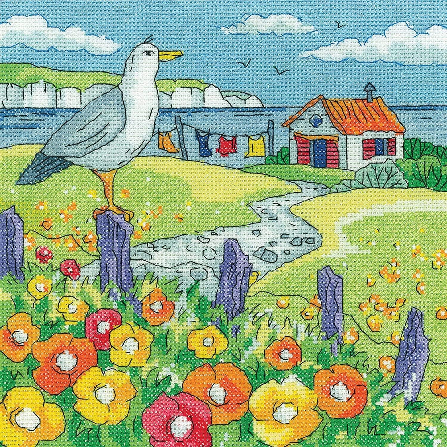 Heritage Counted Cross Stitch kit Aida Poppy Shore, BSPS1519-A, 20,5x20,5cm, DIY