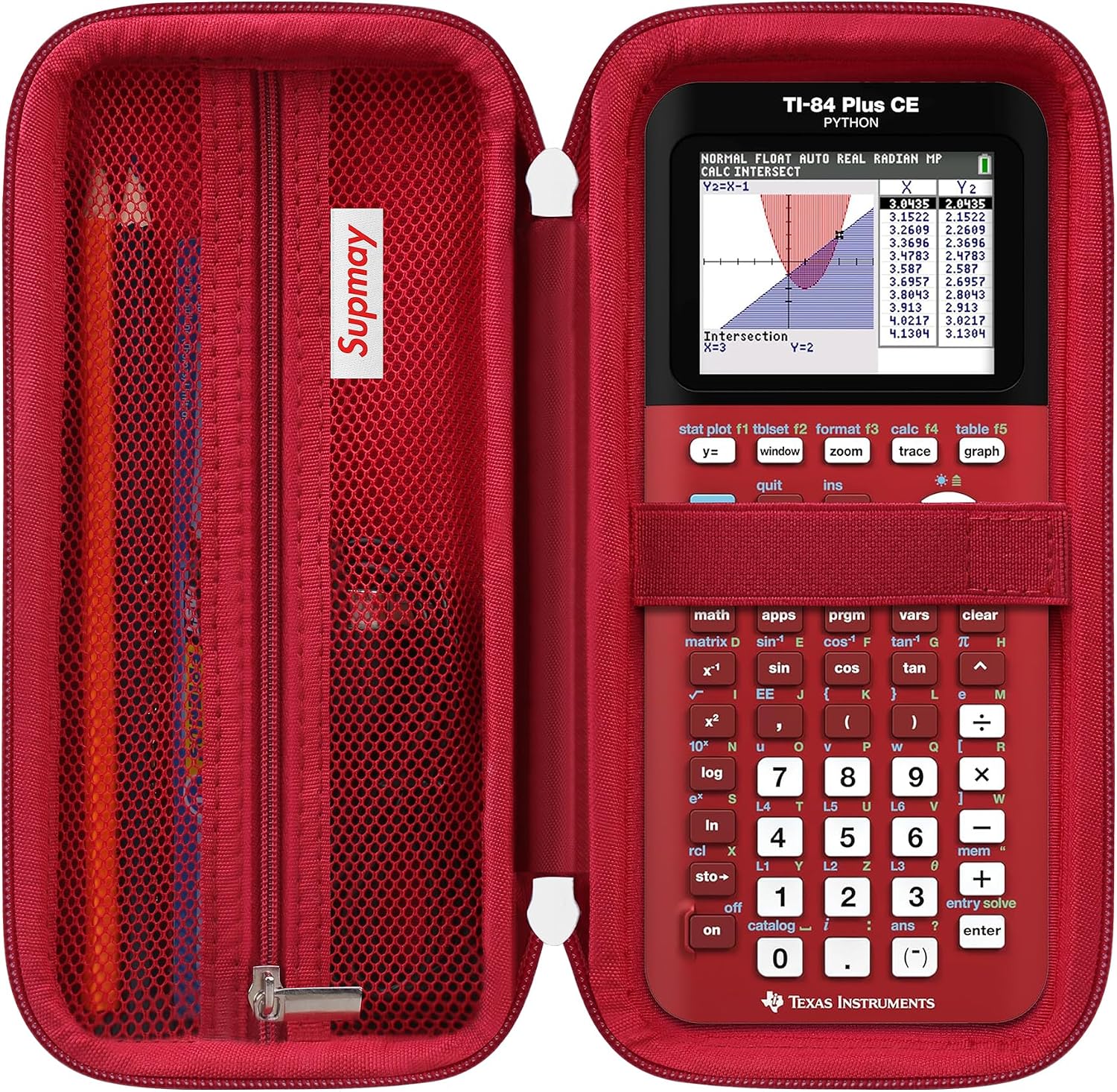 Calculator Case Compatible with Texas Instruments TI-84 Plus CE/TI-84 Plus/TI-83 Plus/TI-83 Plus CE Color Graphing Calculator, Storage Holder Case with Mesh Pocket for USB Cable, Rose Gold