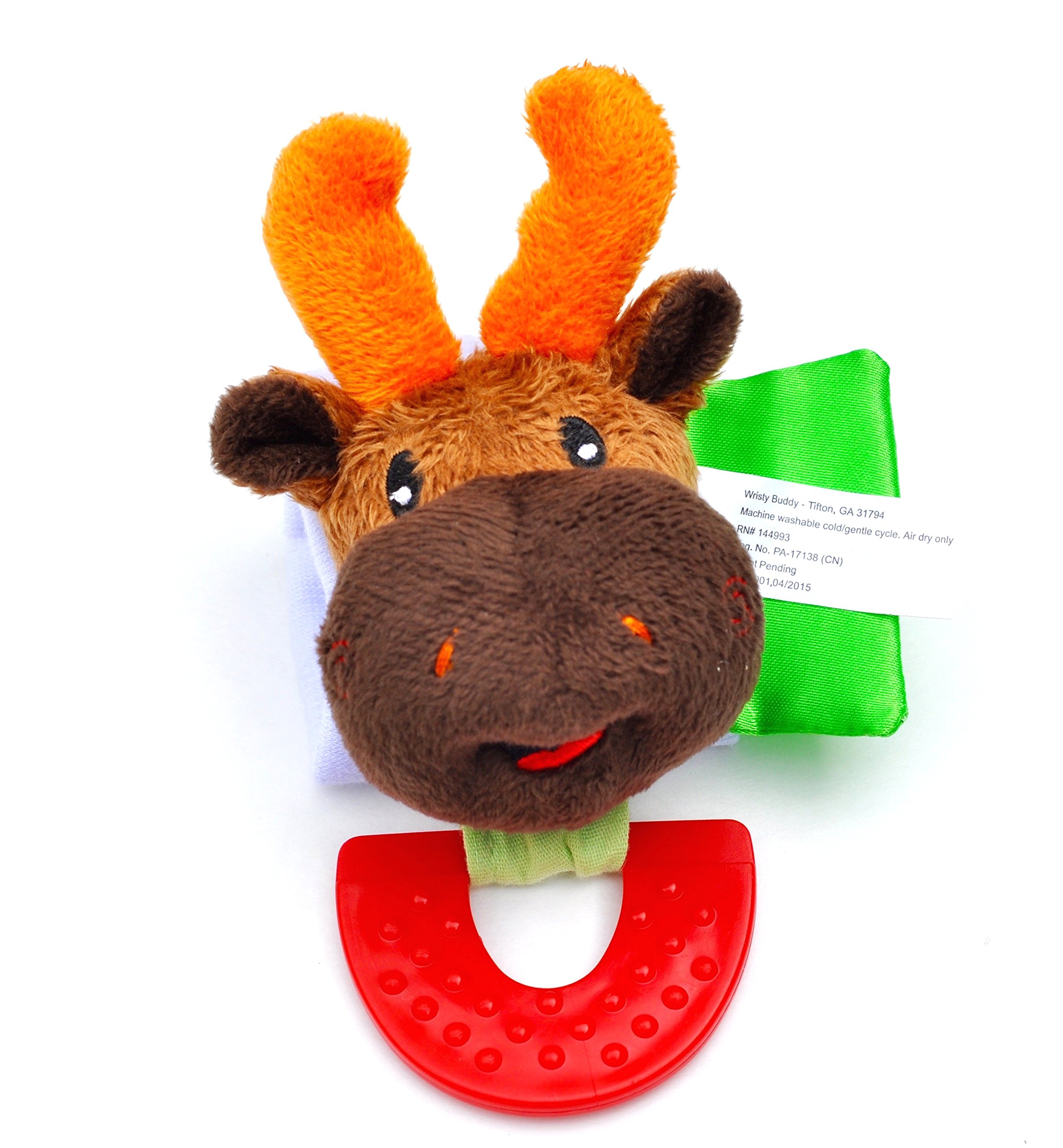 Wristy Buddy Moose Teether for Babies, 0-2.5 yrs Baby Chew toys, Easy to hold Wrist Teethers for babies, Natural Freezer Safe Teethers, Relief Sore Gums, Silicone BPA Free Baby Teething Toys