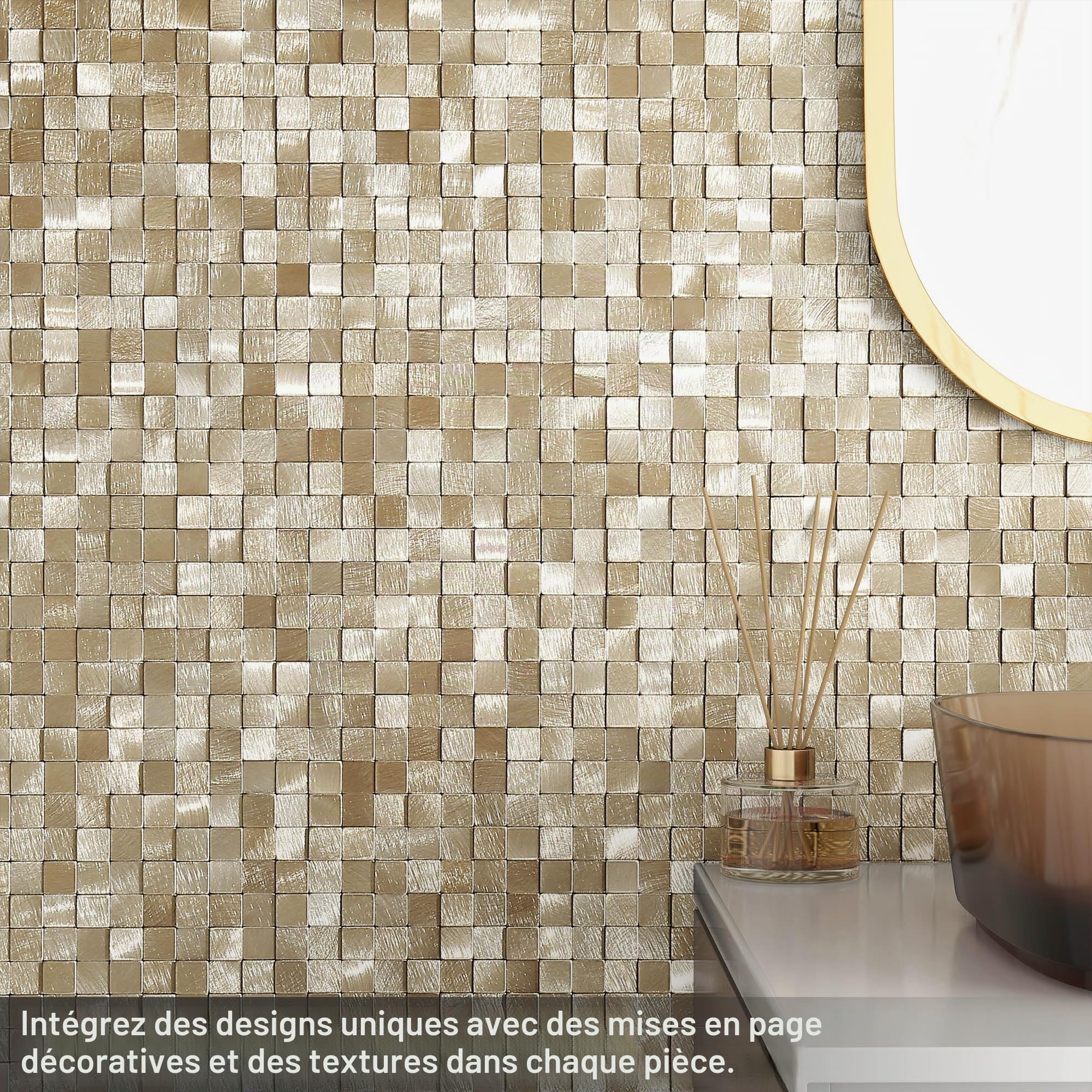 BeNice 3d Carreaux Adhésif Mosaïque Cuisine Carrelage Or 8pièces