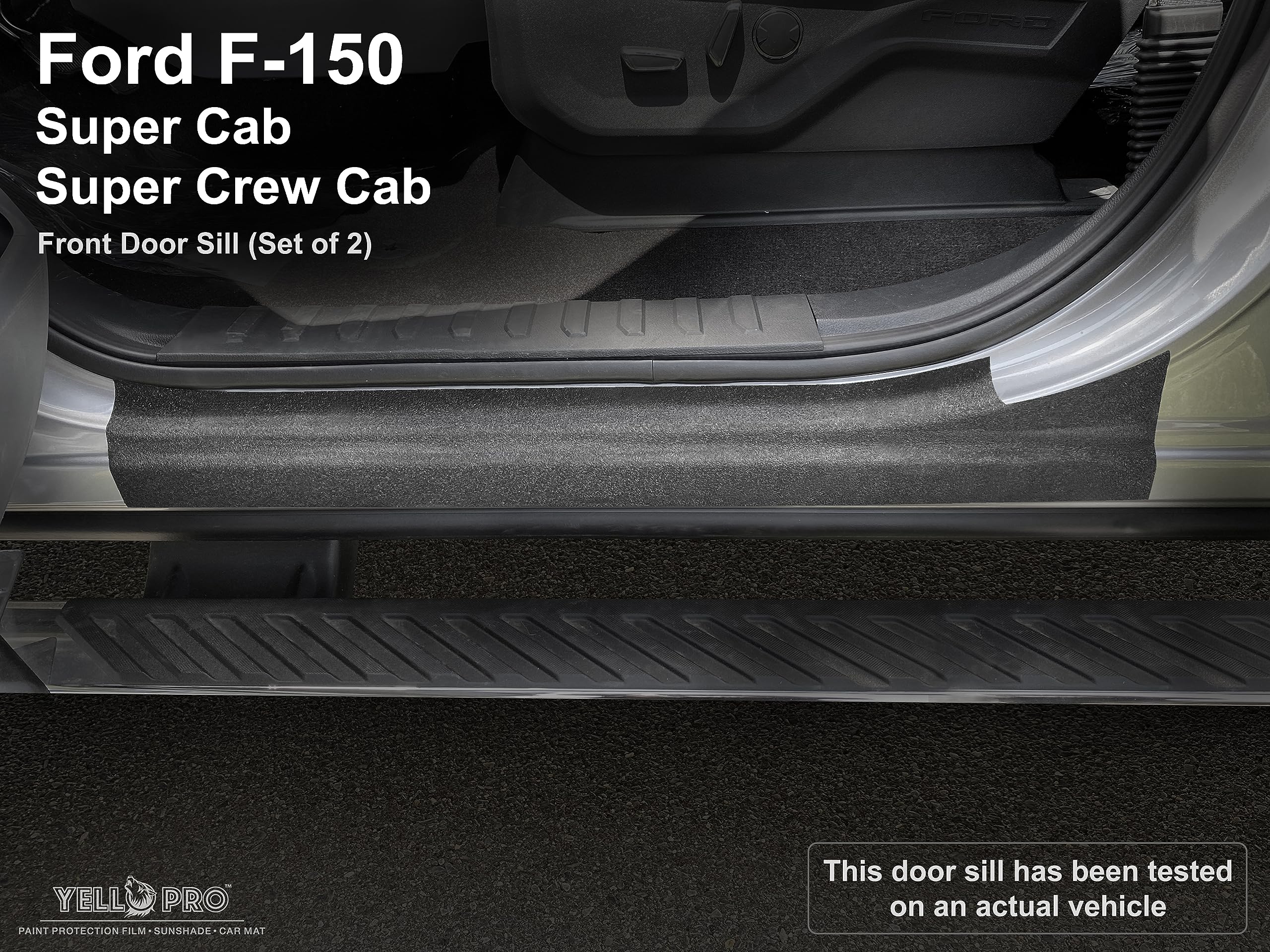 Custom Fit Door Sill Entry Protector Kit - Full Set (4pcs) for 2021 2022 2023 2024 2025 Ford F-150 F150 Crew Cab - Edge Guard Cover Anti Scratch Paint Protection Threshold Scuff Shield