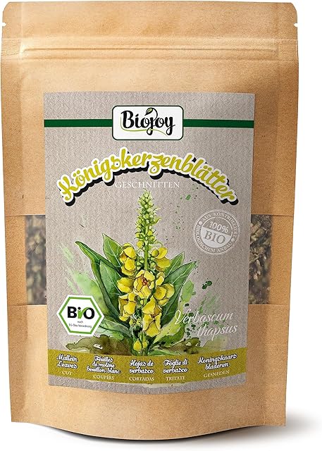 Biojoy Organiczne liście dziewanny drobnokwiatowej herbata, cięte (odpowiedni do herbaty) (Verbascum tapsus) (100 gr)