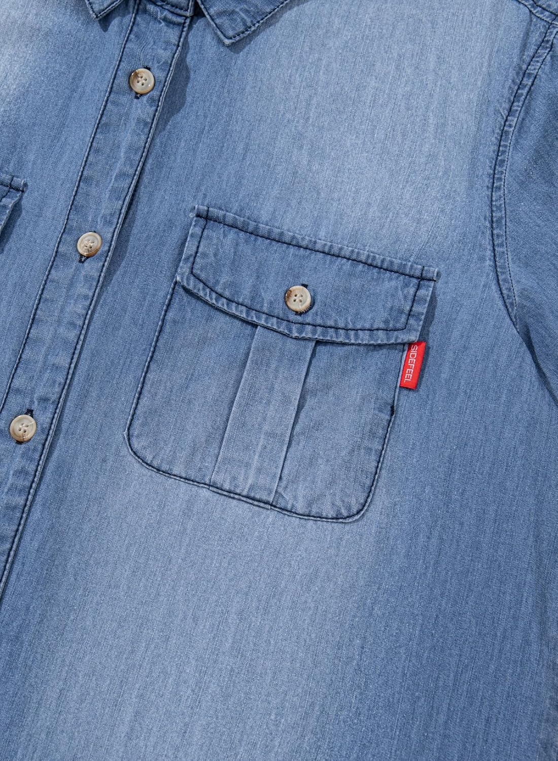 Sidefeel Women's Denim Top Long Sleeve Jean Shirt Button Down Denim Shirt - Image 7