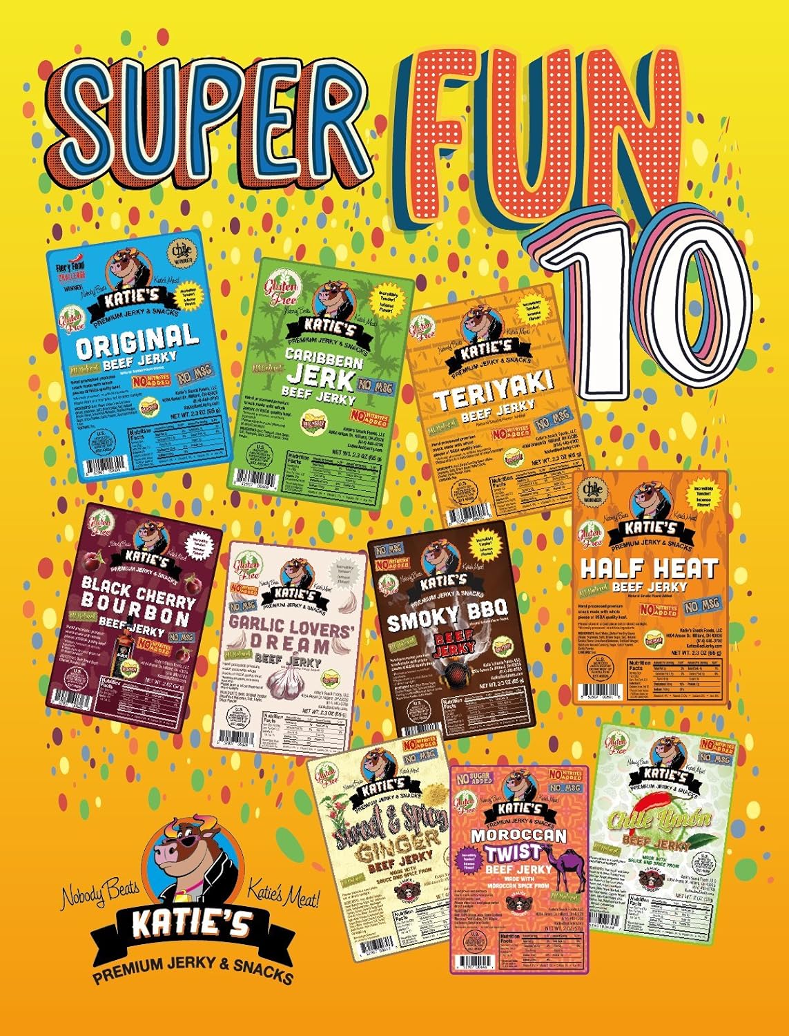 Super Fun Variety Pack 10 Bags of jerky - Awesome Assortment of Flavors!