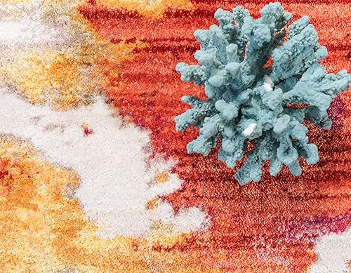 Miniatura 7 de Unique Loom Downtown Collection Alfombra abstracta, vibrante y pastel, alfombra ecléctica de área, 5' 0" x 8' 0", multicolor  marfil