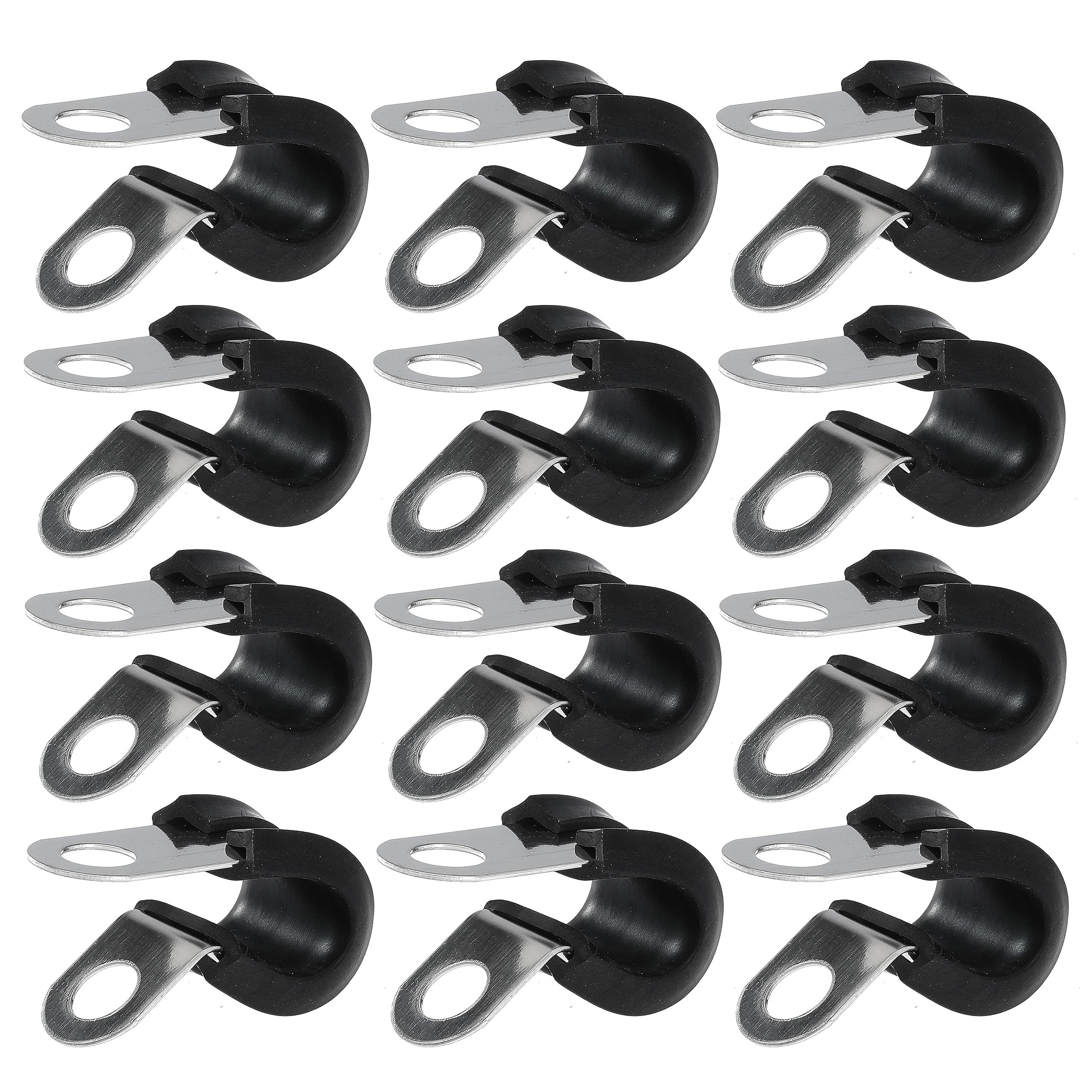 PADTON 12 Pack Stainless Steel Cable Clamps - 1 3/4 Inch, Rubber Cushioned, For Pipe, Tube, Wire Loom