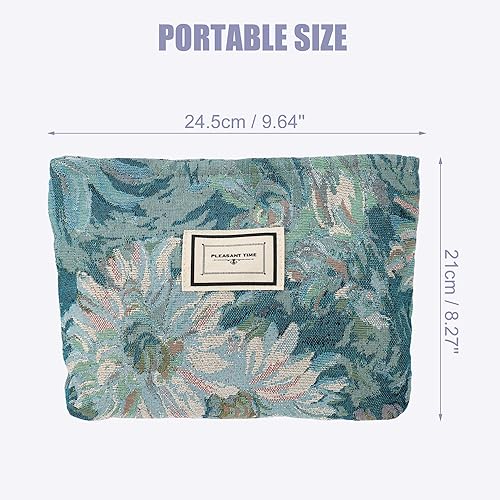 Miniatura 4 de VOCOSTE Bolsa de maquillaje floral, bolsa de cosméticos con cremallera, bolsa de cosméticos para mujeres, monedero adecuado para fundaciones,