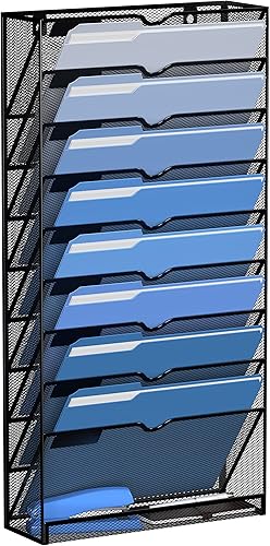 DALTACK Soporte para archivos de pared de 10 niveles, organizador de archivos de pared para colgar papeles, carpetas de correo, portapapeles,
