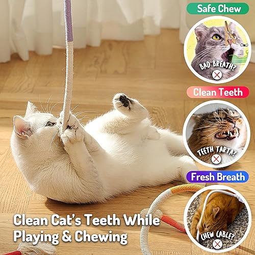 Miniatura 2 de Juguetes masticables para gatos, 3 piezas de cuerdas de sisal, juguetes para gatos de interior, juguetes de limpieza de dientes para gatitos,