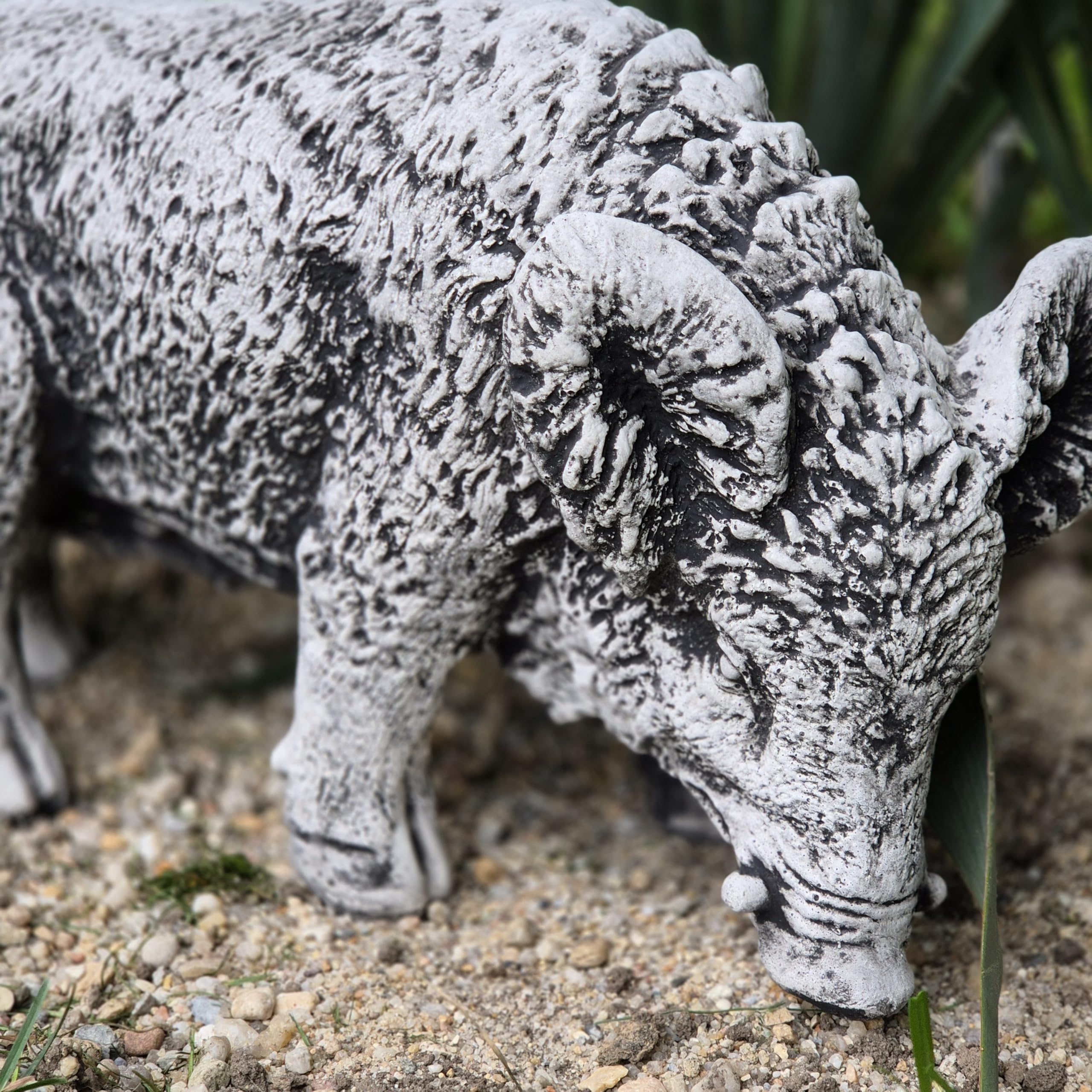 FABRIQ Figura decorativa in pietra artificiale, cinghiale, animali, grigio, pietra artificiale, resistente al gelo, semplice, stile massiccio, L: 35 cm, W: 14 cm, H: 22 cm, peso: 9 kg