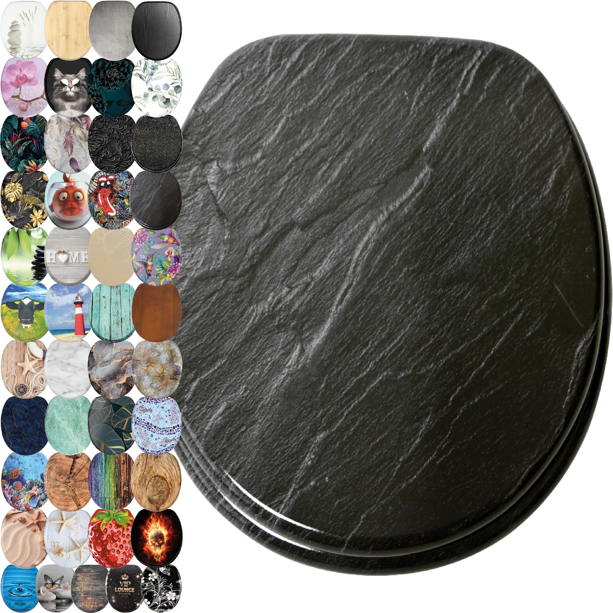 Sanilo Toilet Seat, Great Range of Colorful Toilet Seats, Stable Hinges, Easy to Mount (Granite)