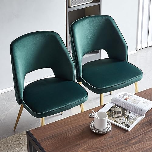 Miniatura 7 de Juego de 2 sillas de comedor, sillas de cocina modernas para el hogar, silla tapizada para sala de estar, silla lateral única con respaldo hueco,