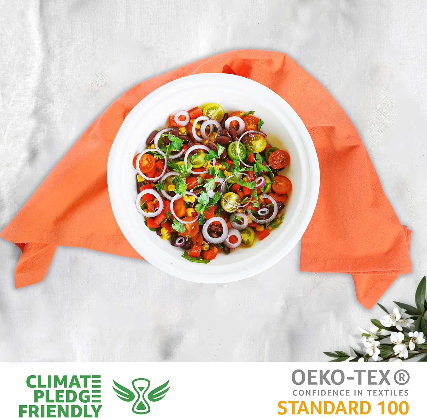 Urban Villa Halloween Flour Sack Kitchen Towels 27”x27” 12 Pack Orange Color Dish Towels 100% Cotton Flour Sack Kitchen Towels for Embroidery DIY Projects Cloth Diapers Cheese Strainers Dish Cloths - Image 2