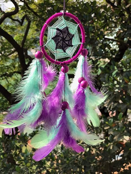 Rooh Dream Catcher ~ Purple Mandala Car Hanging ~ Handmade Hangings for Positivity (Can be Used as Home Decor, Gift, Wall Hangings, Meditation Room, Yoga Temple, Wind Chime & Car Hanging)