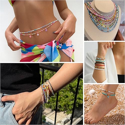 Miniatura 7 de 8600 cuentas de cristal de 0.157 in, 60, 48 colores, dijes para hacer joyas, kit de cuentas de regalo pequeñas cuentas de vidrio para manualidades