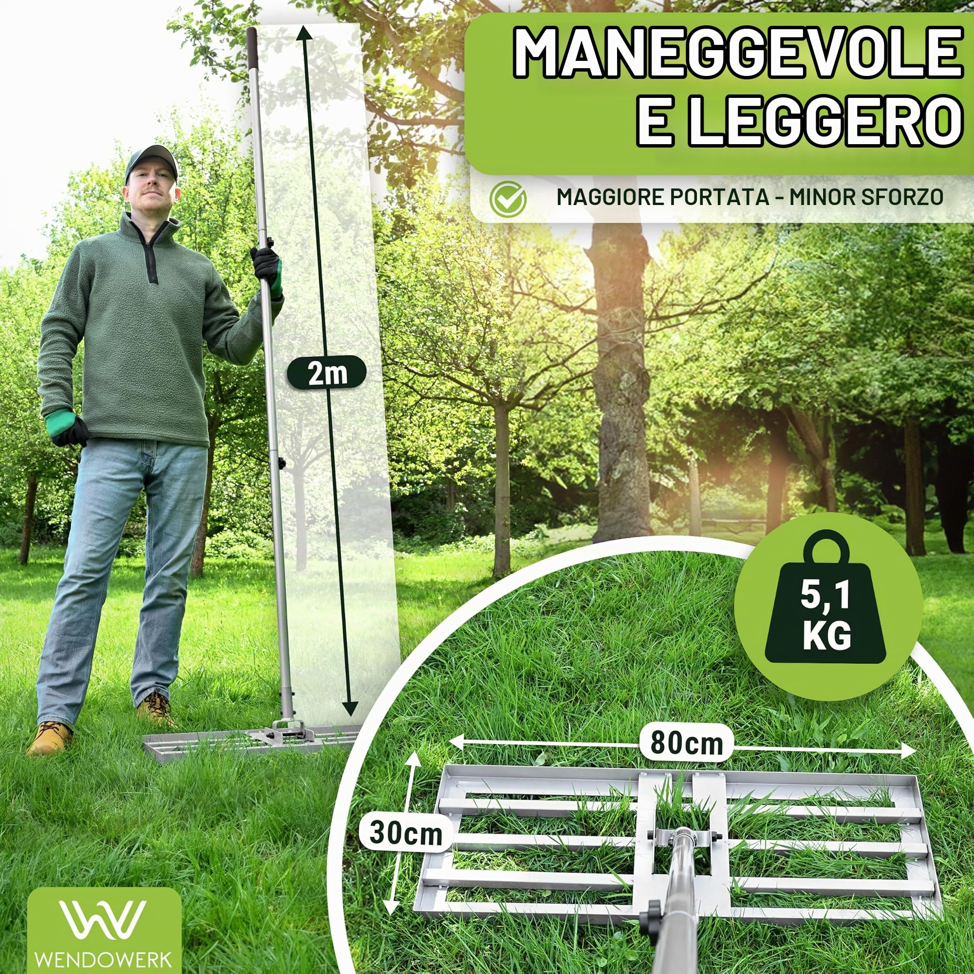 WENDOWERK® 80 x 30 cm estrattore prato inclusi guanti e accessori
