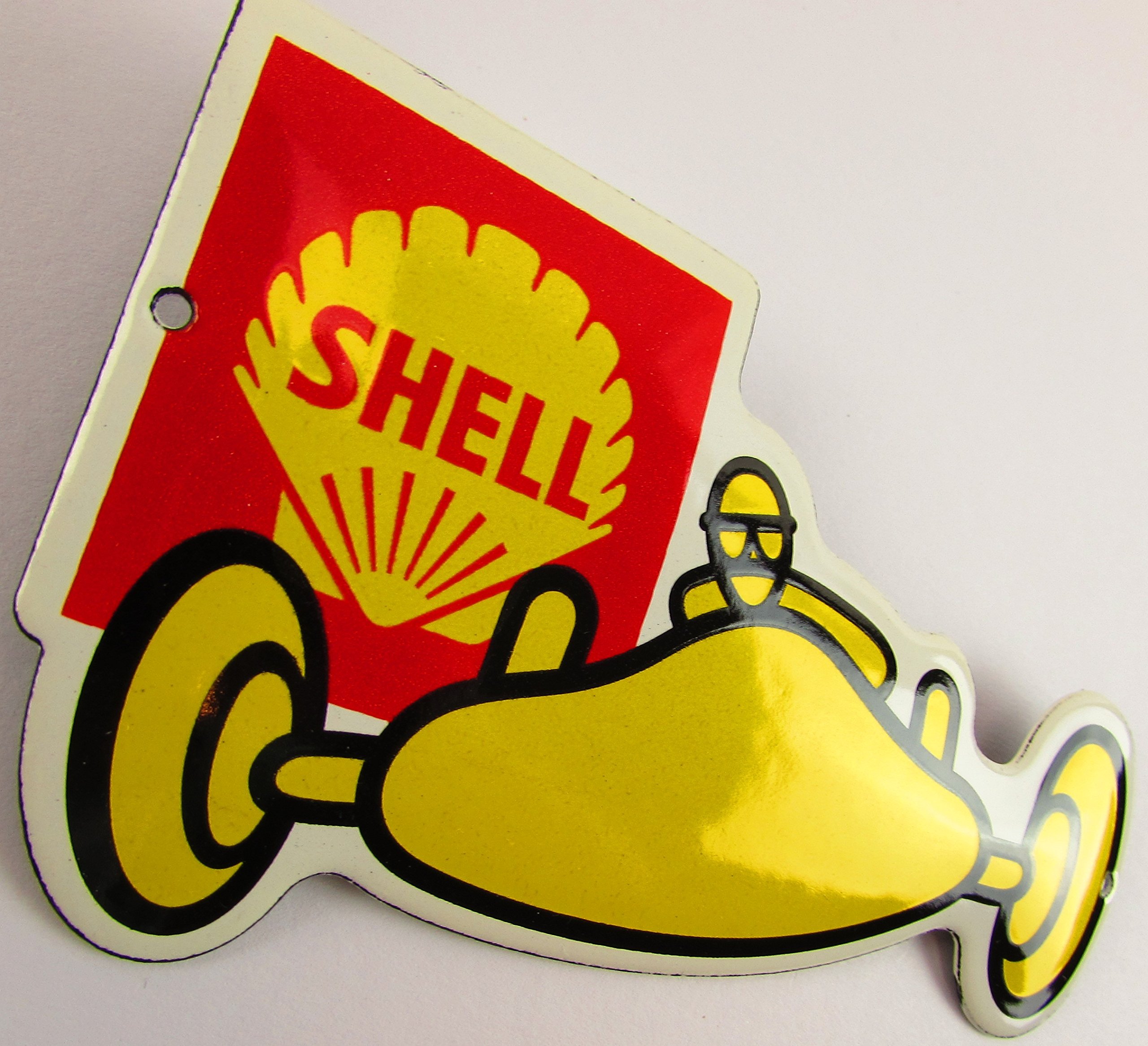 NUEVO esmalte Cartel Shell Carreras, 14 cm x 8 cm, Classic nostálgico Cartel años 50 Life Style Retro Fifties