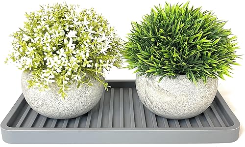 Miniatura 5 de Happitasa - Bandeja organizadora para fregadero de cocina de silicona, soporte de esponja y protector de encimera, estilo de líneas rectas (gris, 10