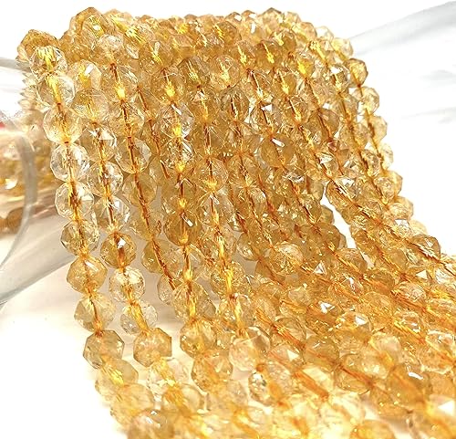 Miniatura 2 de ABCGEMS - Cuentas brasileñas de citrino dorado de miel (técnica avanzada de incisión de estrellas para una dispersión óptima de la luz y brillo)