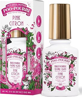 Before-You-Go Toilet Spray, Pink Citron, 2 Fl Oz, Up to 100 Uses, Bathroom Odor Deodorizer with Essential Oils for Home or Work, Travel Essentials, TSA Approved Size