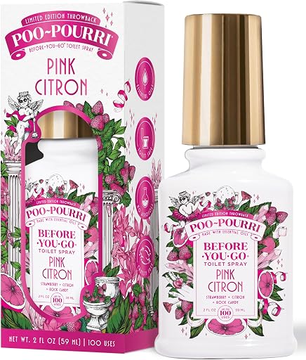 Poo-Pourri Before-You-Go Toilet Spray, Pink Citron, 2 Fl Oz, Up to 100 Uses, Bathroom Odor Deodorizer with Essential Oils for Home or Work, Travel Essentials, TSA Approved Size