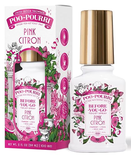 Poo-Pourri Before-You-Go Toilet Spray, Pink Citron, 2 Fl Oz, Up to 100 Uses, Bathroom Odor Deodorizer with Essential Oils for Home or Work, Travel Essentials, TSA Approved Size - 2 Ounce (Pack of 1) - Pink Citron
