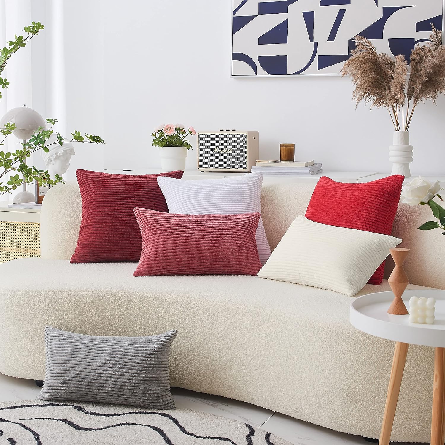 Home Brilliant Super Soft Plush Corduroy Textured Large Euro Pillow Sham Valentines Pillow Cover for Couch Floor Bedroom, Washable & Breathable, 26 x 26(66cm), Cream Cheese - Image 6