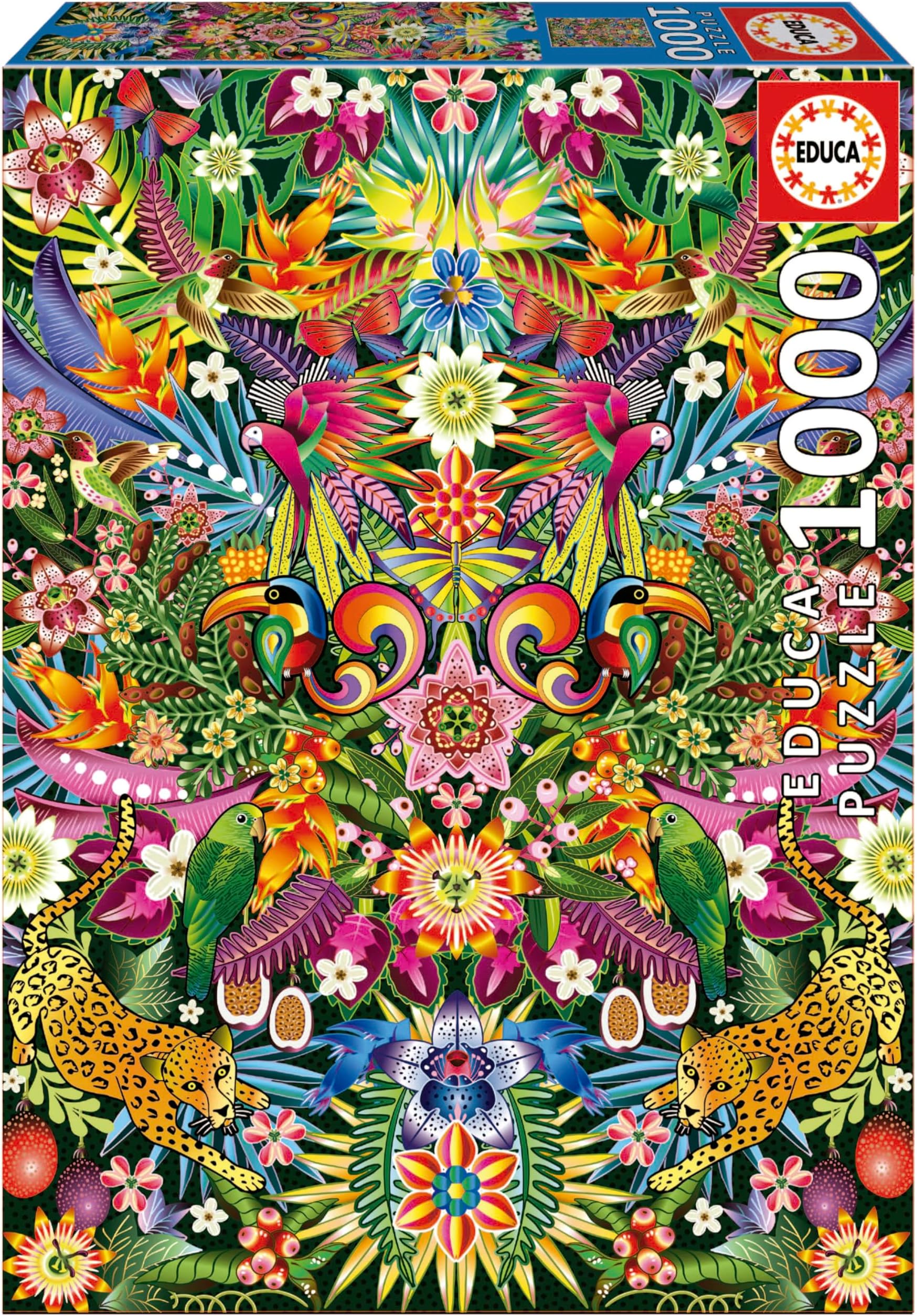 Educa - Catalina Estrada - Tucans - 1000 Piece Jigsaw Puzzle - Puzzle Glue Included - Completed Image Measures 26.77" x 18.9" - Ages 14+ (19934)