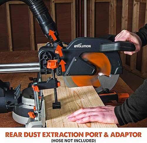 Miniatura 17 de Evolution Power Tools R255SMS - Sierra ingletadora deslizante de 10 pulgadas, multimaterial, multiusos, corta metal, plástico, madera y más