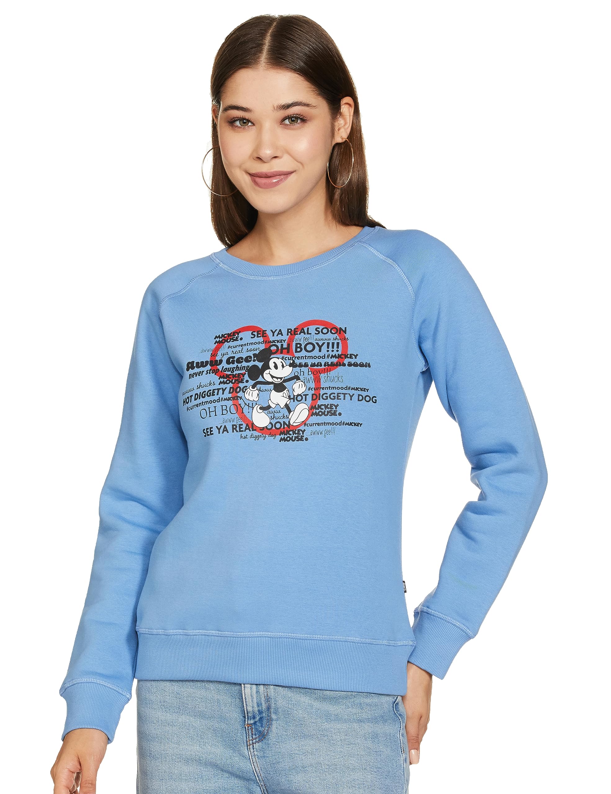 Amazon Brand - SymbolWomen Cotton Blend Round Neck Regular Fit Sweatshirt (Pullover)