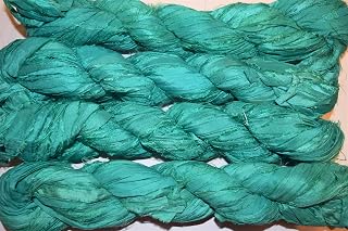 100 g Sari Pure Silk Recycled Ribbon Yarn Sea Green