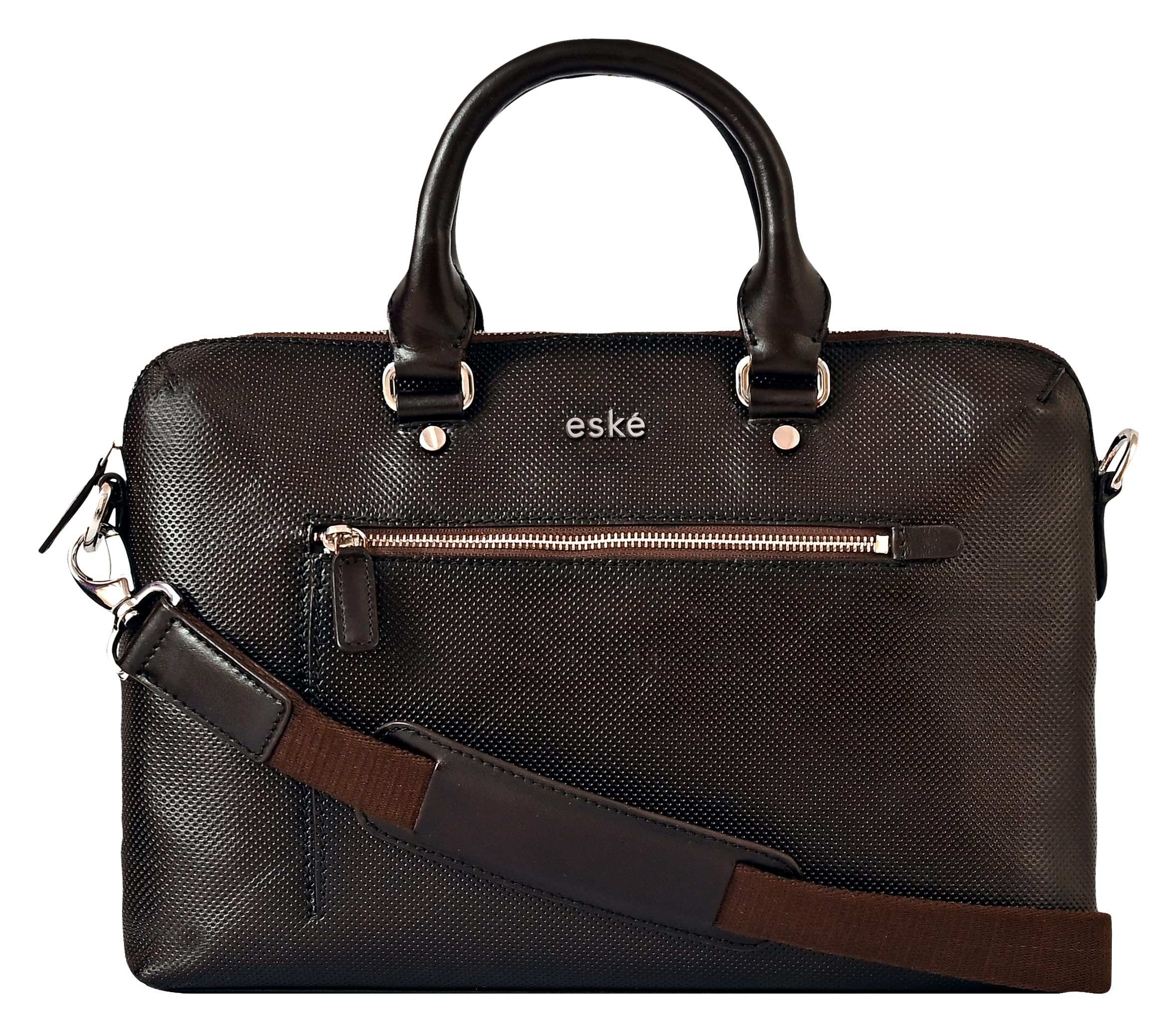 eske Indulf 13" Genuine Leather Laptop/Macbook Bag for Men, Women | Office Bag | Laptop Messenger Bag with Shoulder Strap | Spacious Compartment | Water Resistant