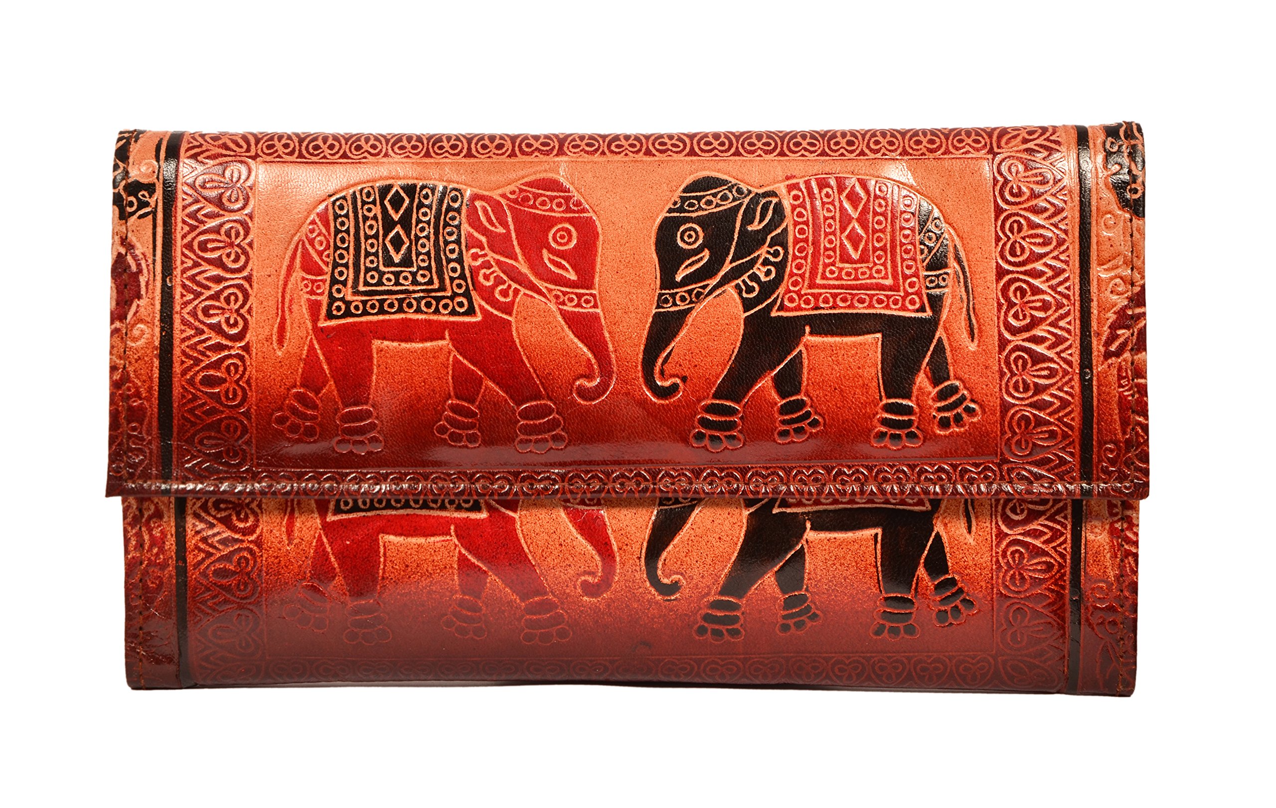 Genuine Leather Shantiniketan Multicolour Elephant Design Women’s Clutch Purse-image-37