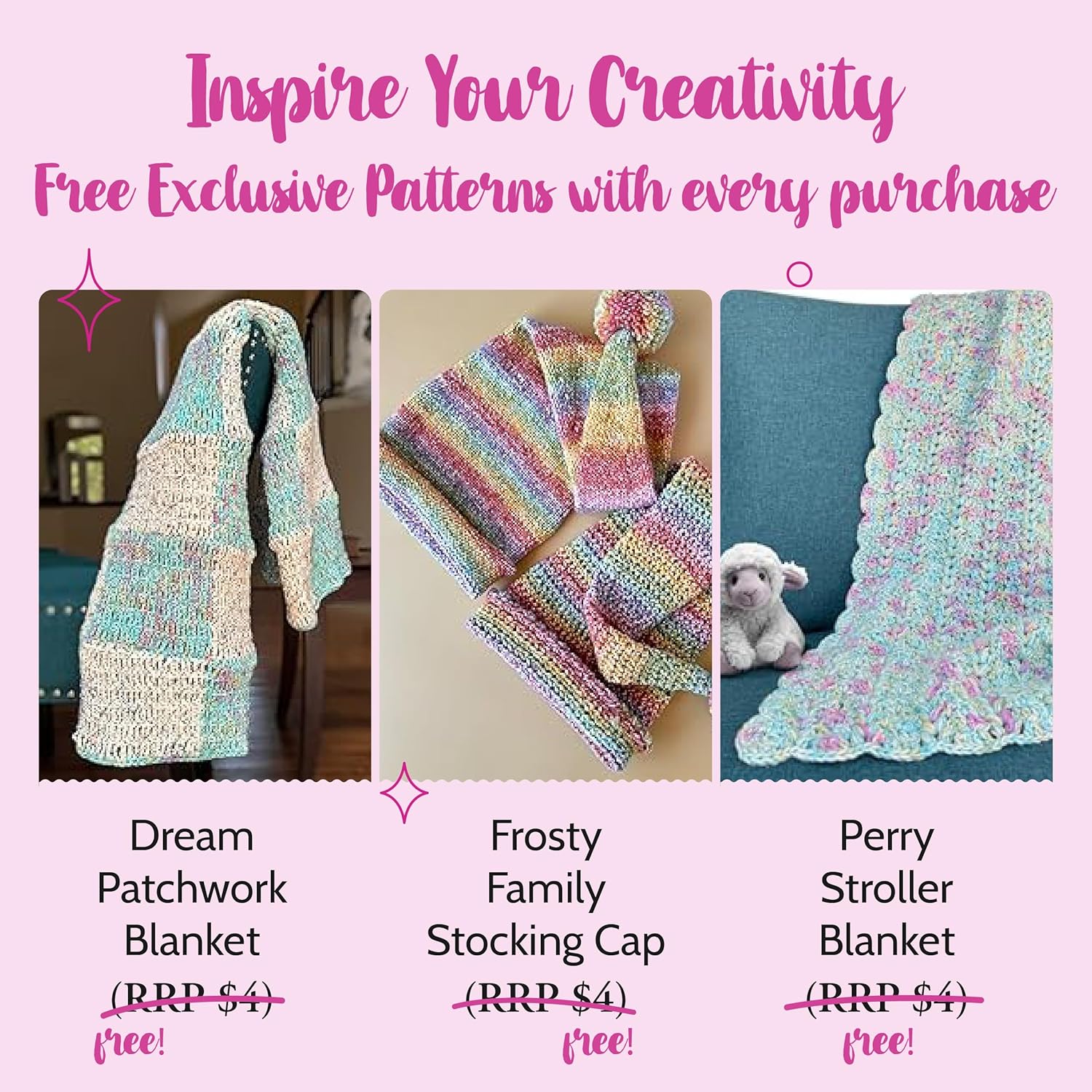 KnitPal Painted Wool Yarn for Knitting, 3 Skeins, 753Yds/300G, Free Patterns - 3 DK Weight Variegated Yarn for Crocheting with Hand Painted Look - Floating Fireflies