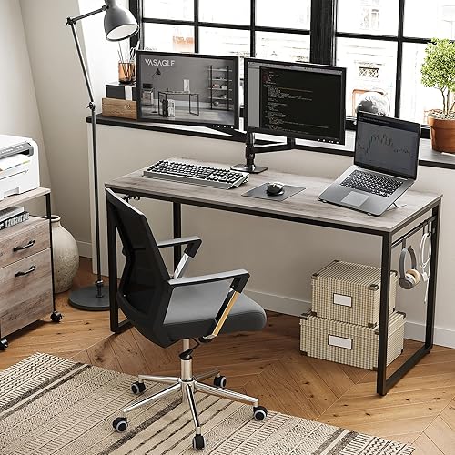 Miniatura 2 de VASAGLE ALINRU Escritorio de computadora Gris beige,Marrón rústico,https://www.amazon.com/dp/undefined